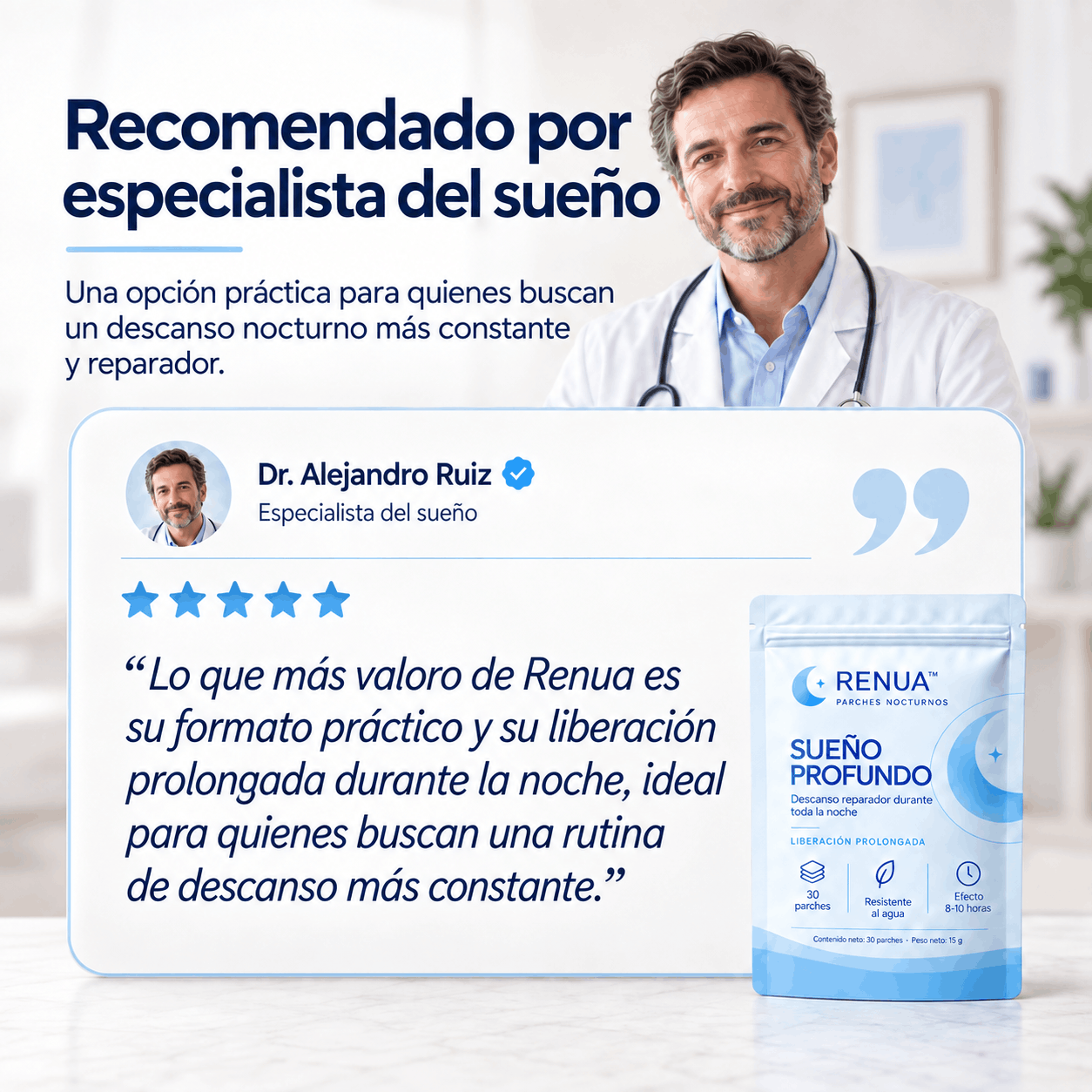RENUA™ Parche Nocturno | Duerme de corrido Despierta renovada.